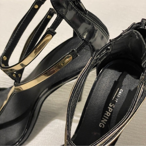 Call it spring black and gold metal trimmed heels - Picture 10 of 11